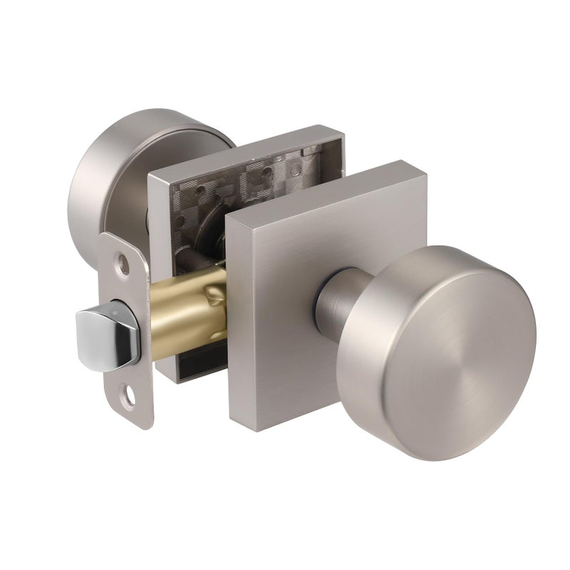 newliplace Passage Door Knobs Interior, Brushed Nickel Door Knob for Closet Doors and Hallway, Modern Interior Round Door Handles, Satin Nickel - Image 1